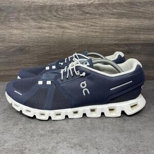 On Cloud 5 Running Sneakers Mens Size 11 Blue White Athletic Trainer